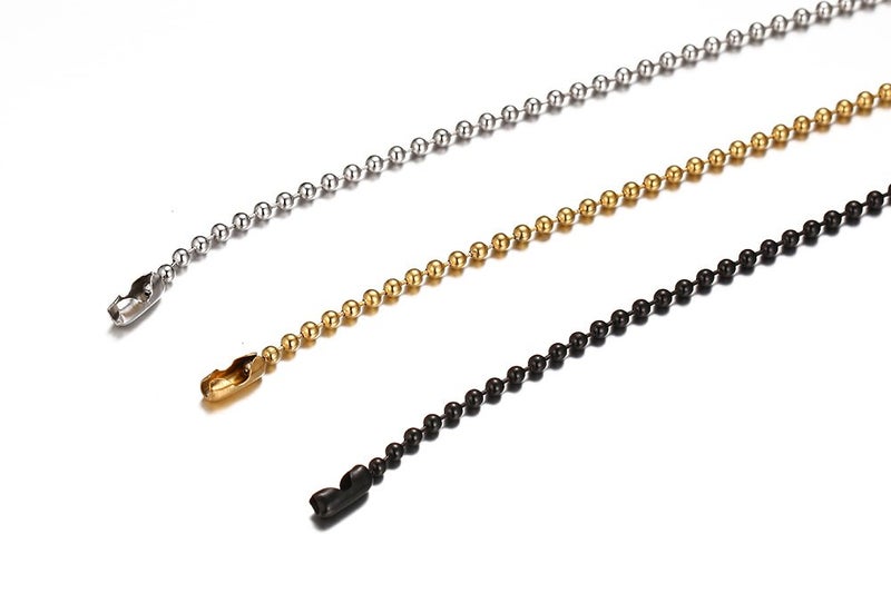 SINLEO Titanium Stainless Steel Small Beads Ball Chain Necklace for Men Women Dog Tag Link Chain Silver 2.4MM 30 Inches - Image 5